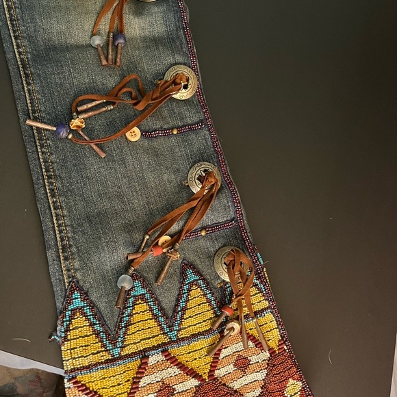 Rare Ralph Lauren Western Beaded Dungarees Jeans Womens Size 28 - Picture 2 of 6